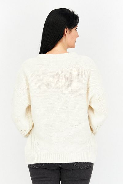Esprit Women Ribbed Collar Long Sleeve Knitted Sweaters, Beige