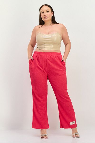 The Giving Movement Women Regular Fit Textured Flare Pants, Fuchsia