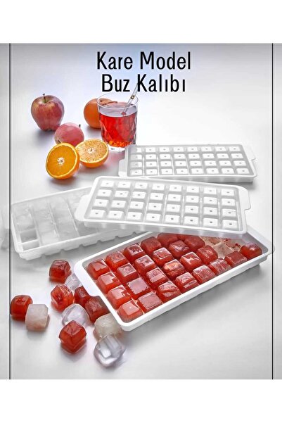 Vi Caro Pratik Kapaklı 32 Bölmeli Kare Buz Kalıbı | 32 Adet Kapaklı Kare Mode...