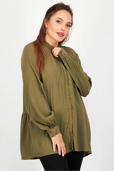 Esprit Women Button Down Long Sleeve Top, Olive