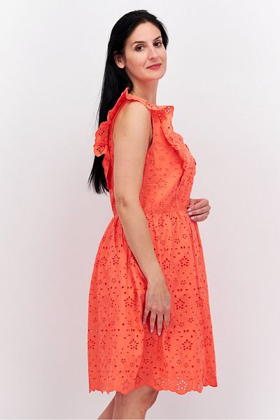 Esprit Women Textured Casual Mini Dress, Coral Pink