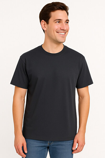 İpek Tekstil 100% Cotton Men's T-Shirt Oversize Solid Color Basic Combed Cotton Crew Neck