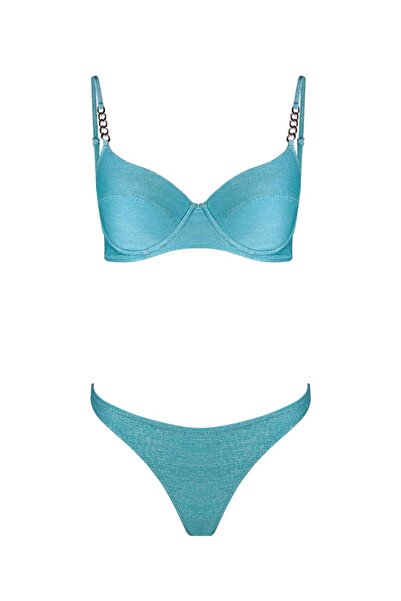 AYYILDIZ 4525 Mint Glitter Bikini Set
