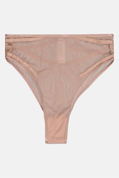 NA-KD Women Highwaist Mesh Panty, Beige