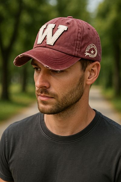 LAGRANZE Men's Sports Hat Black Adjustable Vintage Vintage W Model