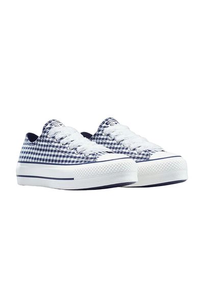 converse حذاء رياضي نسائي من Chuck Taylor All Star Lift ذو نعل سميك باللون الأزرق الداكن