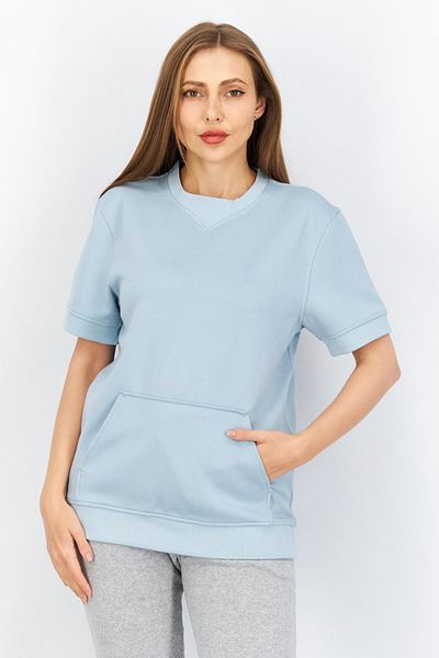 Kenneth Cole Women Round Neck Plain Sweatshirt, Light Blue