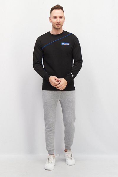Puma Men Sportswear Fit Crew Neck Long Sleeve Brand Logo Sweatshirt, Black