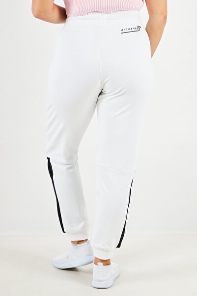 John Richmond Women Sport Fit Fleece Training Jogger Pants, White Optical