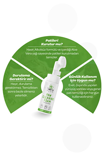 Vet's Plus Pati Temizleme Köpüğü 150ml (Aloe Vera Özlü, Kedi ve Köpekler için)