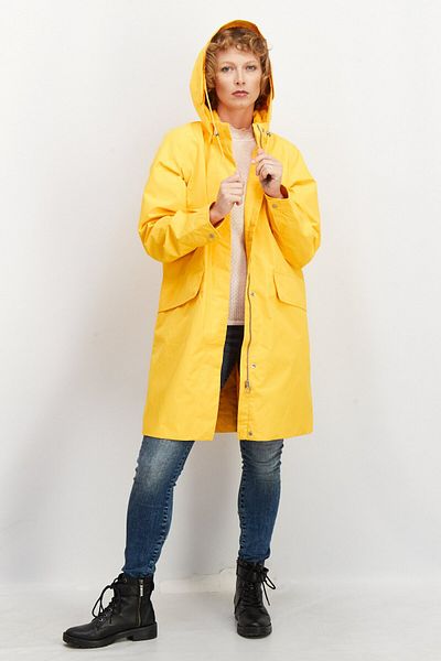 Aigle Women Hood With Drawstrings Windbreaker Jacket, Yellow