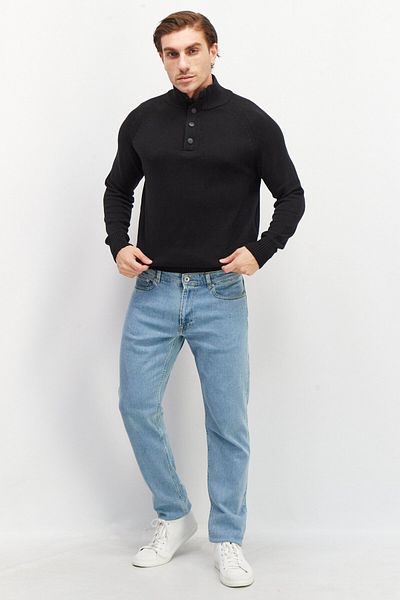 CELIO Men Mock Neck Long Sleeve Textured Sweater, Black