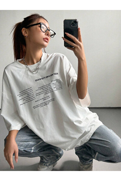 Revasser Unisex Erkek/Kadın Keep Renkli Özel Baskılı Oversize Pamuklu Bisikle...