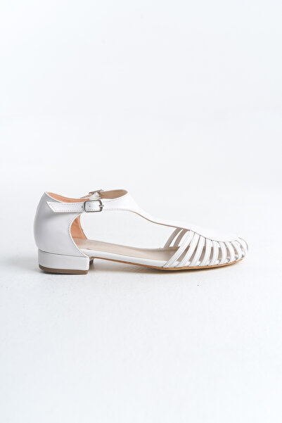 Shoesers Women's Special Design Front Stripe Detailed Ankle Strap Sun Ballerina Shoes