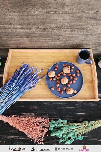 MONTESEV Wooden Folding Footed Tray Serving Presentation Tray Breakfast Tray