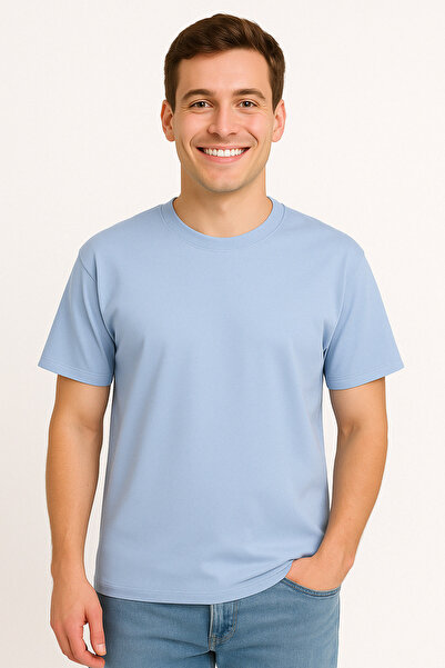 İpek Tekstil 100% Cotton Men's T-Shirt Oversized Solid Color Basic Combed Cotton Crew Neck