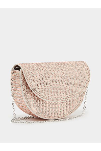 Styli Embellished Clutch with Chain Strap