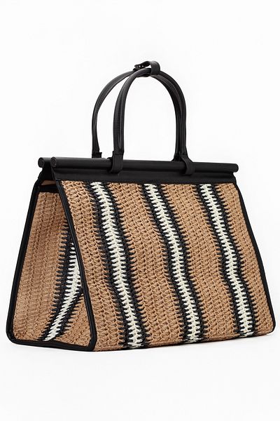 gio&mi Alina Raffia Paper Rope Straw Shoulder Bag