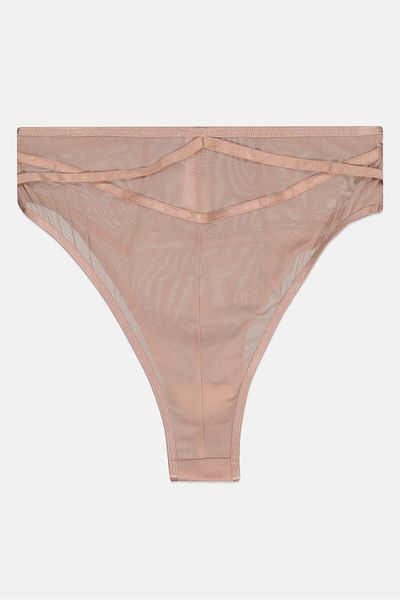 NA-KD Women Highwaist Mesh Panty, Beige