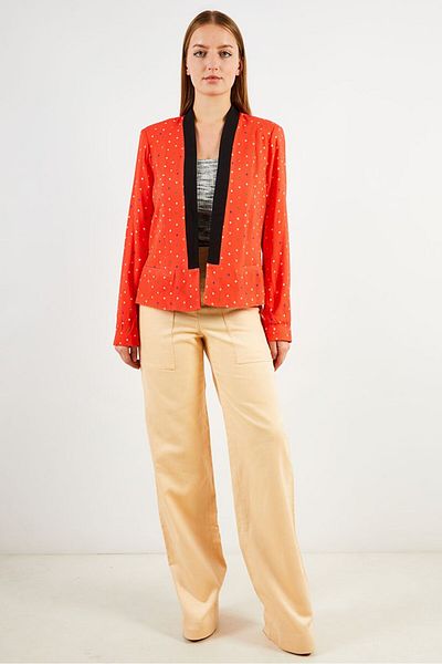 I.CODE Women Regular Fit Allover Print Casual Blazer, Coral