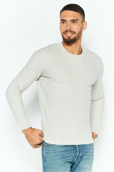 Michael Kors Men Crew Neck Long Sleeve Textured Sweatshirt, Light Grey