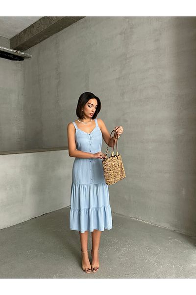 Miss Prova Rochie de vară din denim de lungime midi cu detaliu de nasturi MİSS930
