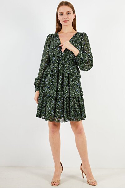 Michael Kors Women Floral Print Mini Dress, Black Combo