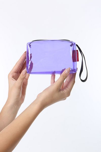 Baghashtag Purple Transparent Rectangular Form Makeup Bag