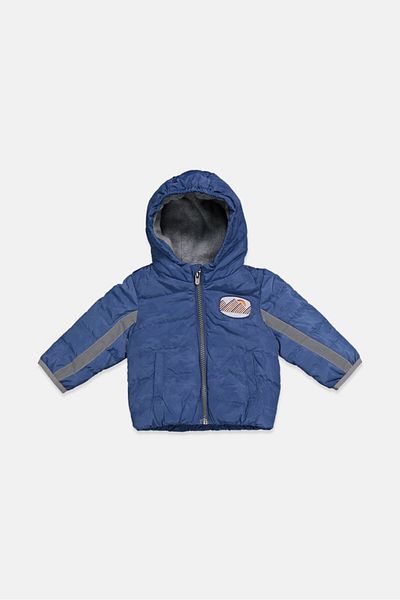 IKKS Toddlers Boy Hooded Long Sleeve Fleece Quilted Jacket, Blue