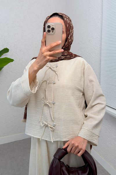 Salih Çelebi Σετ Φούστα με Λεπτομέρεια Φιόγκου 2290 - ΜΠΕΖ