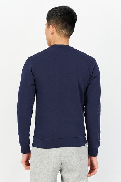 CELIO Men Round Neck Graphic Print Long Sleeve Sweatshirts, Navy Blue