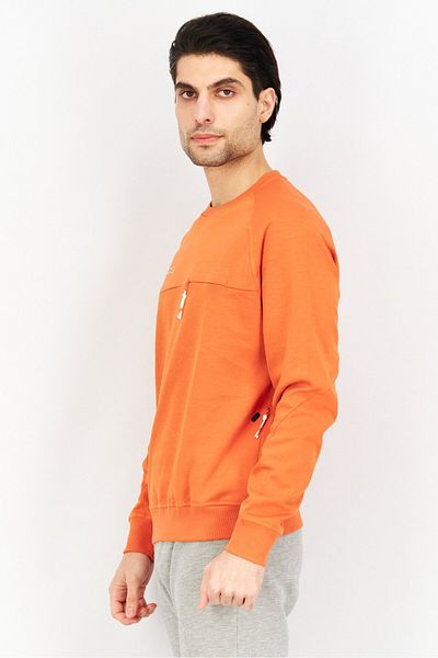 Le tigre Men Crew Neck Brand Logo Long Sleeves Sweatshirt, Red Orange