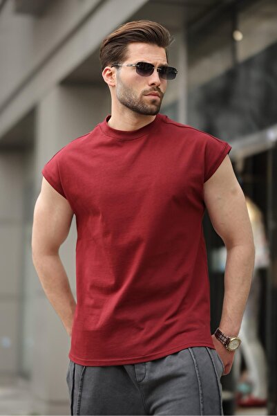 Madmext Claret Red Half Sleeve Men's Basic T-Shirt E7136