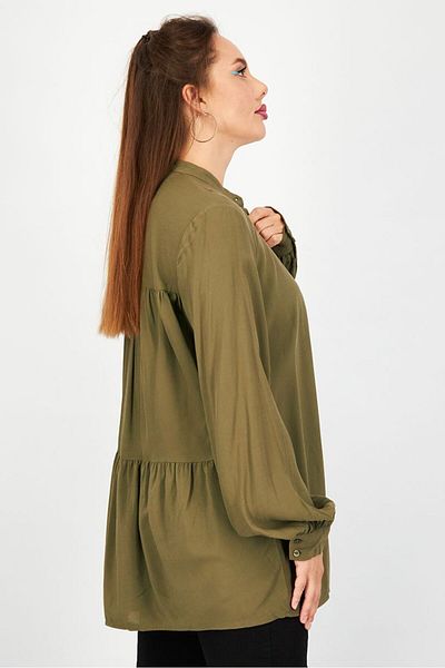 Esprit Women Button Down Long Sleeve Top, Olive