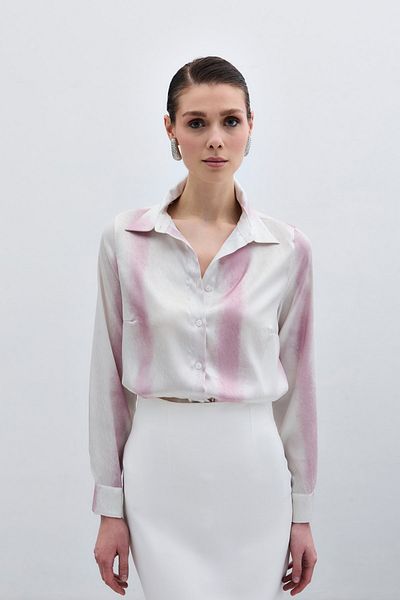 Sateen Cămașă clasică cu model - roz