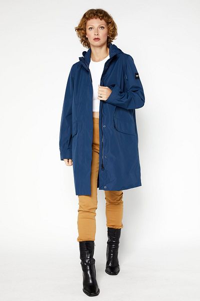 Aigle Women Hood With Drawstrings Windbreaker Jacket, Navy Blue
