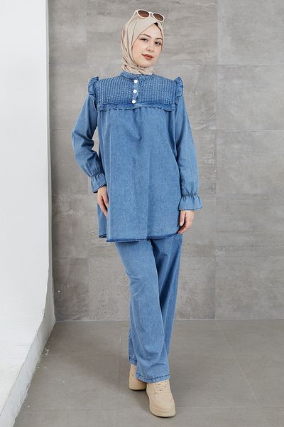 DPARİS Costum dublu cu detaliu cu volane