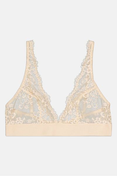 NA-KD Women Non Padded Solid Lace Bra, Light Yellow
