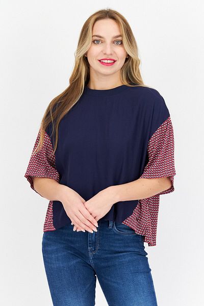 Pepe Jeans Women Crew Neck Short Sleeves T-Shirt, Blue Combo