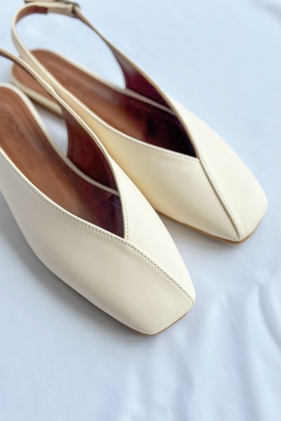 Nil Shoes Miya Ekru Cilt Babet