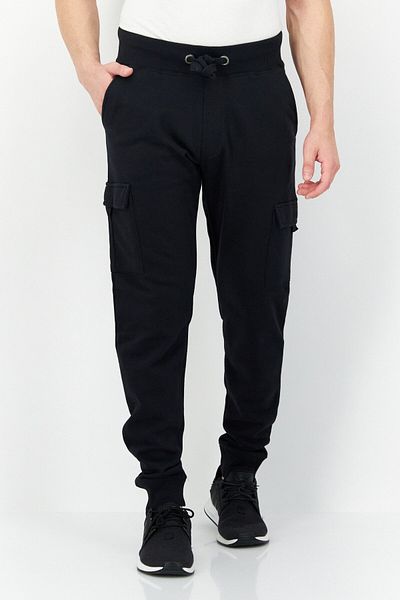 French Connection Men Regular Fit Solid Jogger Pant, Black