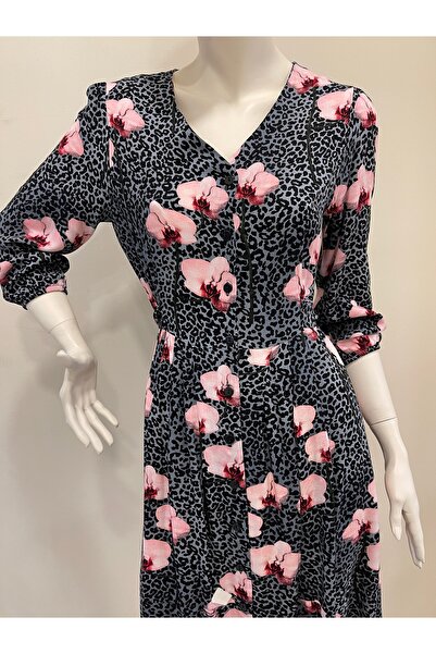 Pitti Women's Gray Floral Leopard Dress