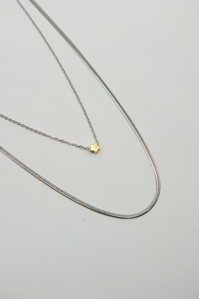TAKIBOX Steel Double Chain Necklace