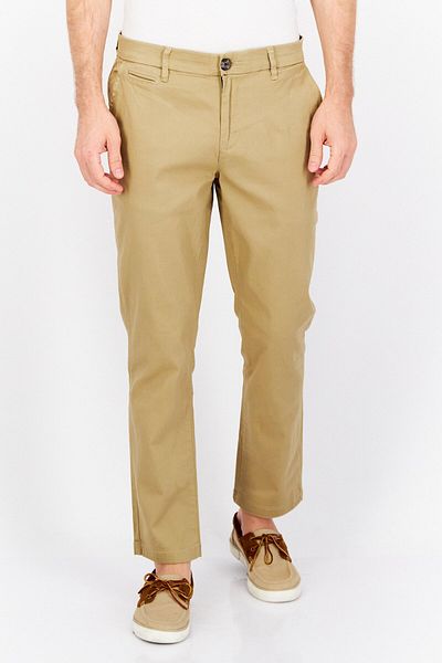 Tahari Men Slim Fit Solid Chino Pants, Beige