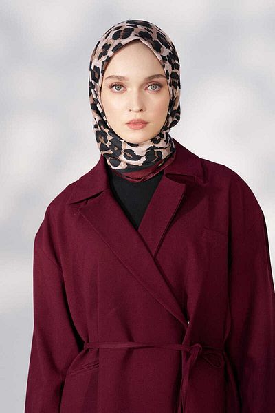 Madame Polo Φουλάρι Daisy Leopard Pattern - Claret Red