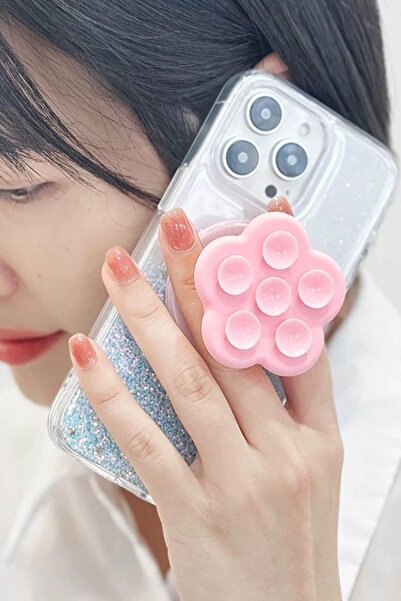 TAKIŞTIR Pembe Renk Vantuzlu Beşgen Telefon Tutucu