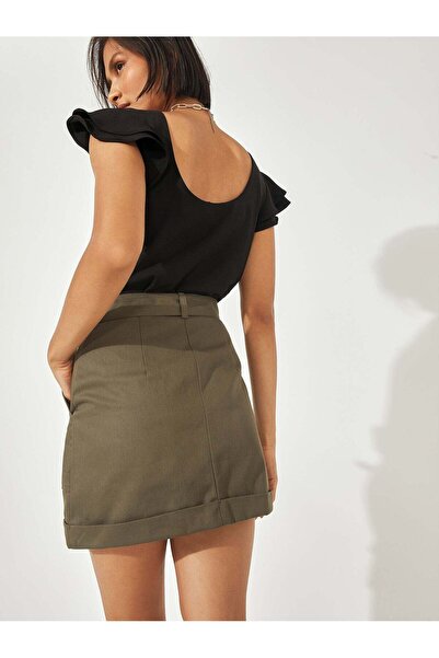 The Label Life Olive Belted Mini Skirt