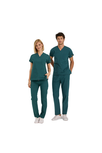 ÇİZGİ MEDİKAL PETROL YEŞİLİ Dr Greys Scrubs (Terikoton/İnce Kumaş) t100