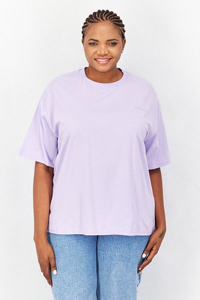 NA-KD Women Crew Neck Short Sleeves Embroidered Logo T-shirt, Lavender