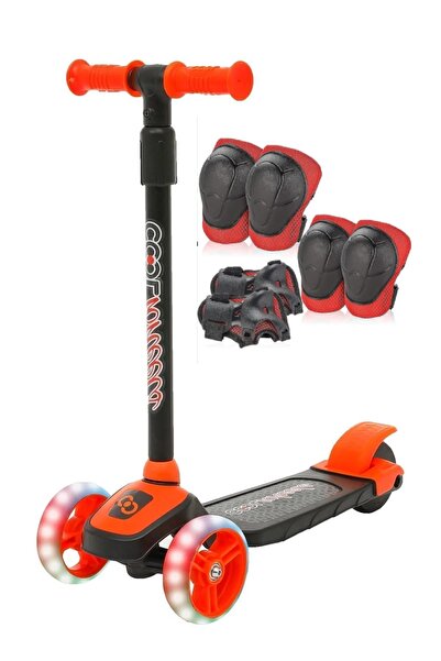 LRS STORE 3 Tekerlekli Işıklı Çocuk Scooter-Turuncu- Işıklı Ayarlanabilir 3-7...